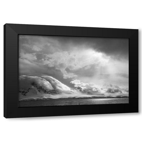 Antarctica, Stormy snow clouds over peninsula Black Modern Wood Framed Art Print with Double Matting by Young, Bill