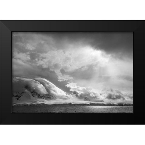 Antarctica, Stormy snow clouds over peninsula Black Modern Wood Framed Art Print by Young, Bill