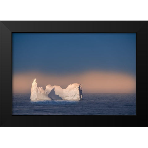 Antarctica-South Georgia Island Lone iceberg and sunset  Black Modern Wood Framed Art Print by Jaynes Gallery