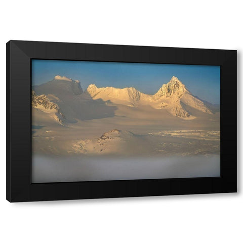 Antarctica-South Georgia Island Sunset on snow-covered mountains glaciers  Black Modern Wood Framed Art Print by Jaynes Gallery