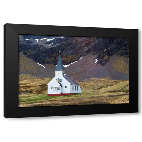 Southern Ocean-South Georgia-King Edward Cove-Grytviken-Grytviken whaling station-Church Black Modern Wood Framed Art Print with Double Matting by Goff, Ellen B.