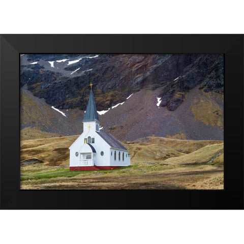 Southern Ocean-South Georgia-King Edward Cove-Grytviken-Grytviken whaling station-Church Black Modern Wood Framed Art Print by Goff, Ellen B.