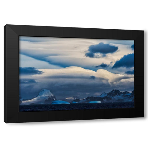 Landscape of iceberg and island in the South Atlantic Ocean-Antarctica Black Modern Wood Framed Art Print with Double Matting by Su, Keren