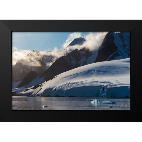 Landscape of snow covered island in South Atlantic Ocean-Antarctica Black Modern Wood Framed Art Print by Su, Keren