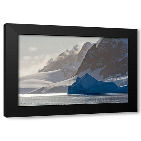 Landscape of snow covered island with iceberg in South Atlantic Ocean-Antarctica Black Modern Wood Framed Art Print with Double Matting by Su, Keren