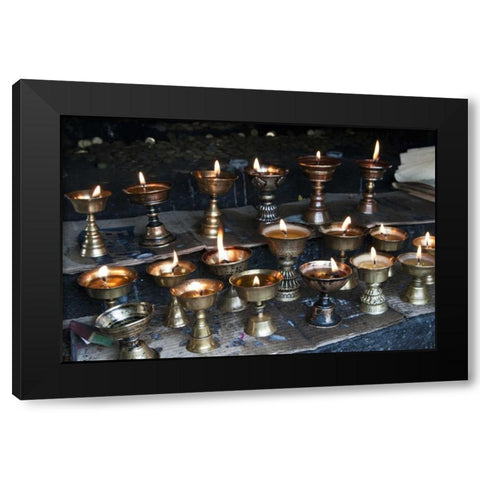 Bhutan, Dochu La Yak butter candles Black Modern Wood Framed Art Print by Kirkland, Dennis
