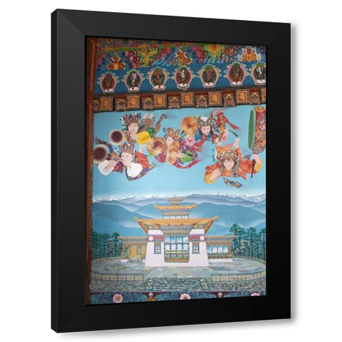 Bhutan, Dochu La Zangto Pelri Lhakhang temple Black Modern Wood Framed Art Print by Kirkland, Dennis