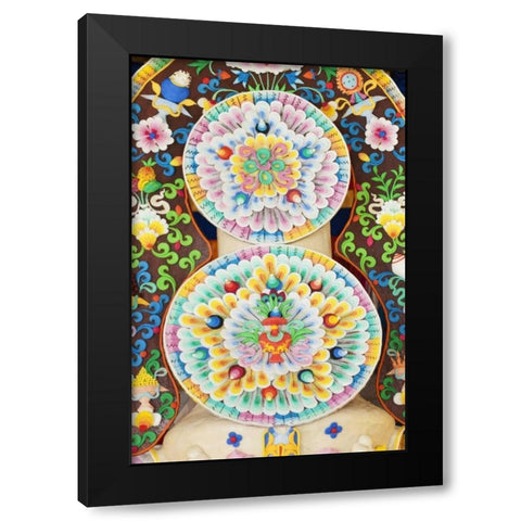 Bhutan, Bumthang Jampey Lhakhang temple alter Black Modern Wood Framed Art Print by Kirkland, Dennis