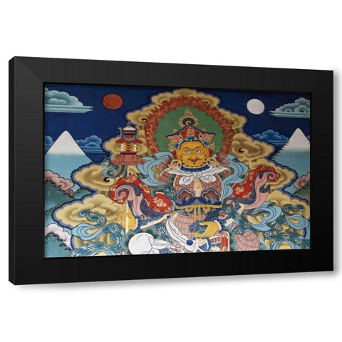 Bhutan, Punakha Murals in Punakha Dzong temple Black Modern Wood Framed Art Print with Double Matting by Kirkland, Dennis