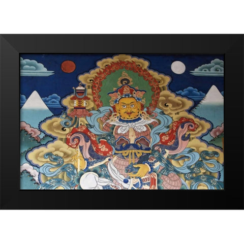 Bhutan, Punakha Murals in Punakha Dzong temple Black Modern Wood Framed Art Print by Kirkland, Dennis