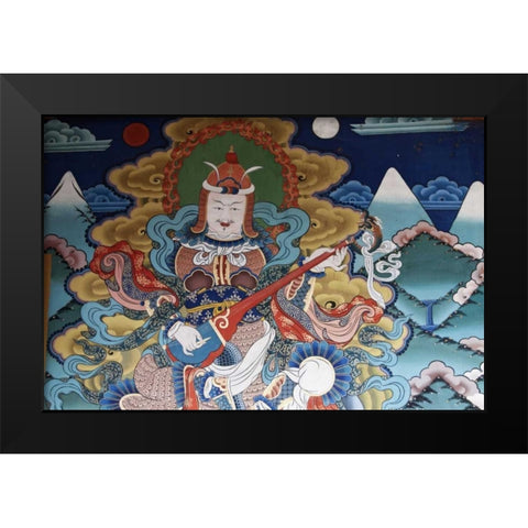 Bhutan, Punakha Murals in Punakha Dzong temple Black Modern Wood Framed Art Print by Kirkland, Dennis