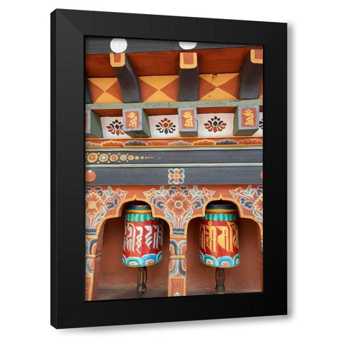 Bhutan Colorful prayer wheels Black Modern Wood Framed Art Print with Double Matting by Hopkins, Cindy Miller