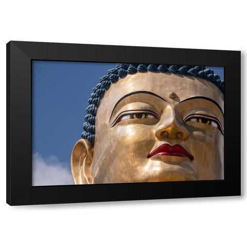 Bhutan-Thimphu Kuensel Phodrang-aka Buddha Point-largest Buddha statue in the country Black Modern Wood Framed Art Print by Hopkins, Cindy Miller