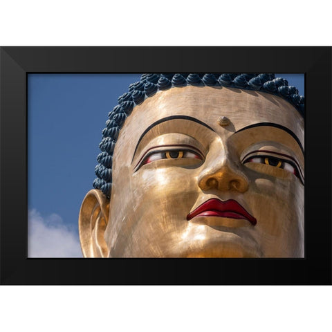 Bhutan-Thimphu Kuensel Phodrang-aka Buddha Point-largest Buddha statue in the country Black Modern Wood Framed Art Print by Hopkins, Cindy Miller