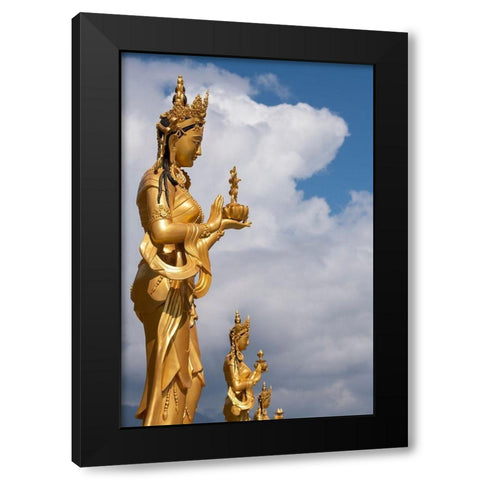 Bhutan-Thimphu Kuensel Phodrang-aka Buddha Point-Golden Bodhisattva statues Black Modern Wood Framed Art Print with Double Matting by Hopkins, Cindy Miller