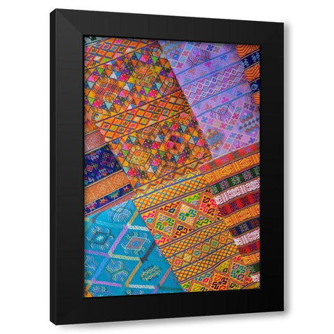 Bhutan-Thimphu Traditional colorful and ornate hand woven textiles Black Modern Wood Framed Art Print by Hopkins, Cindy Miller