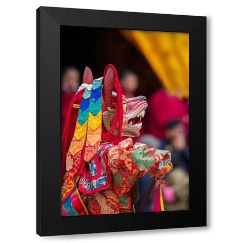 Bhutan-Punakha Dzong Punakha Drubchen Festival-masked dancers Black Modern Wood Framed Art Print by Hopkins, Cindy Miller