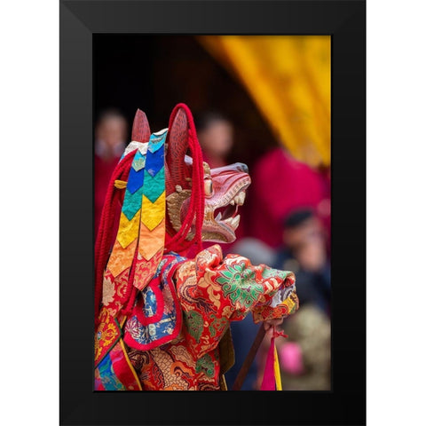Bhutan-Punakha Dzong Punakha Drubchen Festival-masked dancers Black Modern Wood Framed Art Print by Hopkins, Cindy Miller