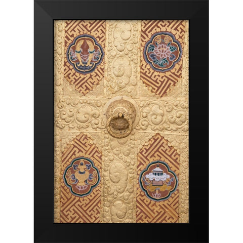 Bhutan Ornate golden door detail Black Modern Wood Framed Art Print by Hopkins, Cindy Miller