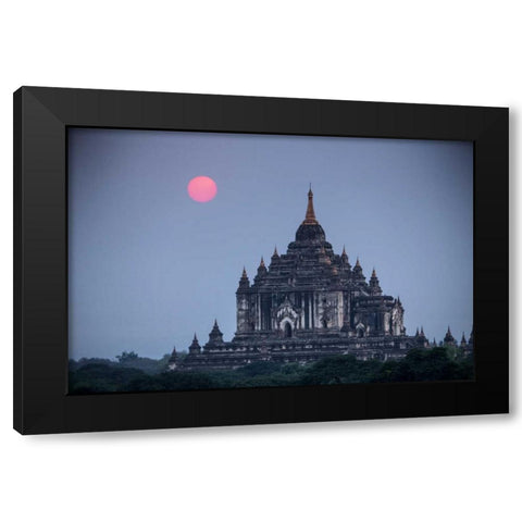 Myanmar, Bagan Sunset on Thatbyinnyu Temple Black Modern Wood Framed Art Print with Double Matting by Zuckerman, Jim