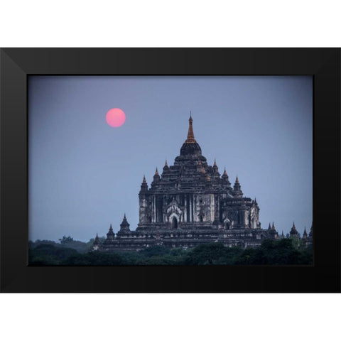 Myanmar, Bagan Sunset on Thatbyinnyu Temple Black Modern Wood Framed Art Print by Zuckerman, Jim