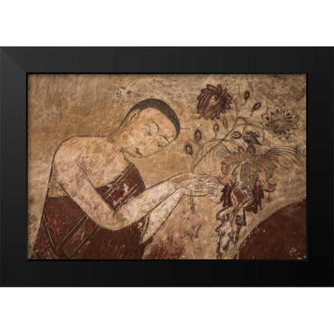 Myanmar, Bagan Artwork in a Buddhist temple Black Modern Wood Framed Art Print by Zuckerman, Jim