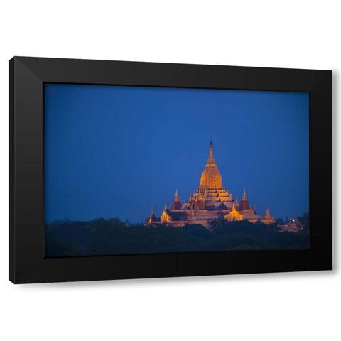 Myanmar, Bagan Twilight on Ananda Temple Black Modern Wood Framed Art Print with Double Matting by Zuckerman, Jim