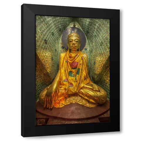 Myanmar, Yangon Buddha in Shwedagon Temple Black Modern Wood Framed Art Print by Zuckerman, Jim