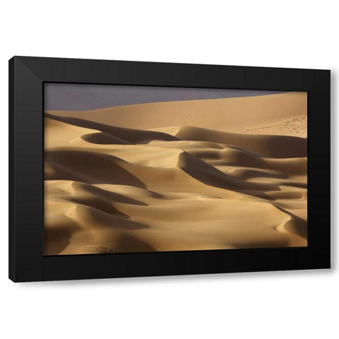 China, Badain Jaran Abstract of desert shapes Black Modern Wood Framed Art Print by Anon, Ellen