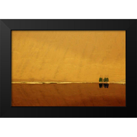 China, Badain Jaran Dune and trees by a lake Black Modern Wood Framed Art Print by Anon, Ellen