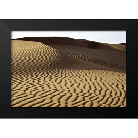 China, Badain Jaran Desert Wind-blown patterns Black Modern Wood Framed Art Print by Anon, Ellen
