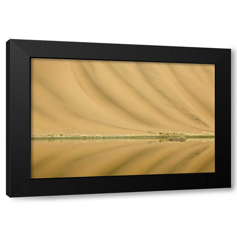 China, Badain Jaran Desert Dune patterns Black Modern Wood Framed Art Print by Anon, Ellen