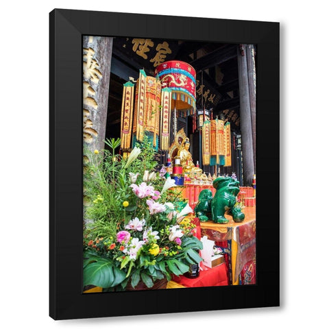 Asia-China-Sichuan Province-Cheng Du-Temple Black Modern Wood Framed Art Print by Looney, Hollice