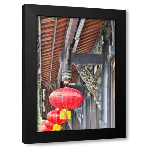 Asia-China-Sichuan Province-Cheng Du-Lanterns Black Modern Wood Framed Art Print by Looney, Hollice