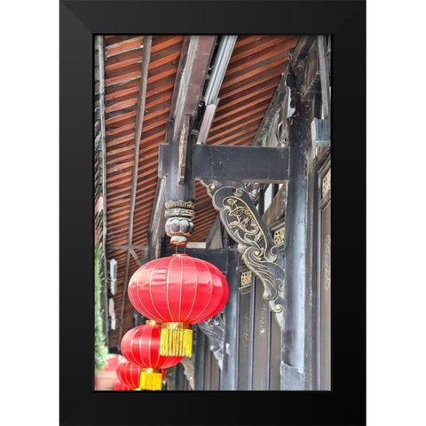 Asia-China-Sichuan Province-Cheng Du-Lanterns Black Modern Wood Framed Art Print by Looney, Hollice