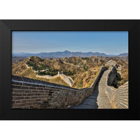 Asia-China-Jinshanling-The Great Wall Black Modern Wood Framed Art Print by Looney, Hollice