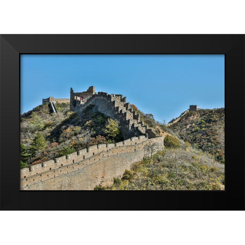 Asia-China-Jinshanling-The Great Wall Black Modern Wood Framed Art Print by Looney, Hollice