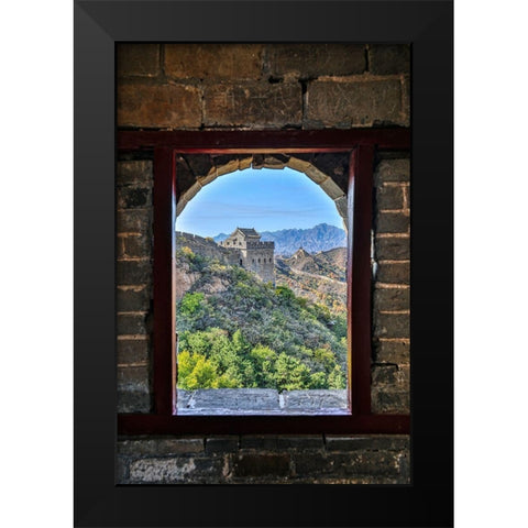 Asia-China-Jinshanling-The Great Wall Black Modern Wood Framed Art Print by Looney, Hollice