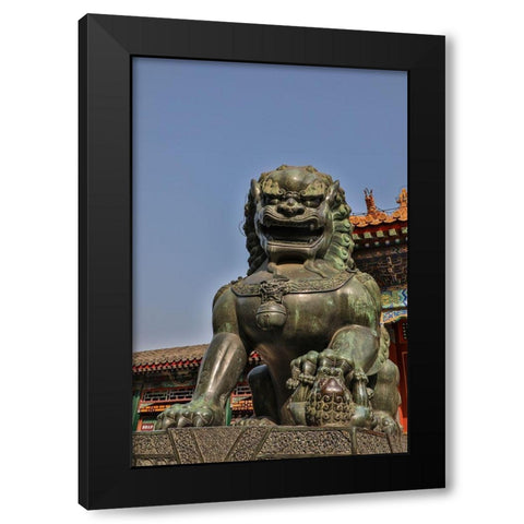 Asia-China-Beijing-Statue at Temple at the Summer Palace of Empress Cixi Black Modern Wood Framed Art Print with Double Matting by Looney, Hollice