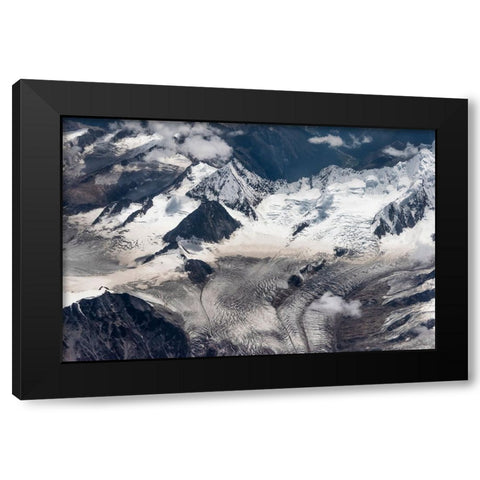 Aerial view of snow mountain and glacier on Tibetan Plateau-China Black Modern Wood Framed Art Print by Su, Keren