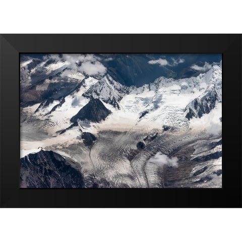 Aerial view of snow mountain and glacier on Tibetan Plateau-China Black Modern Wood Framed Art Print by Su, Keren