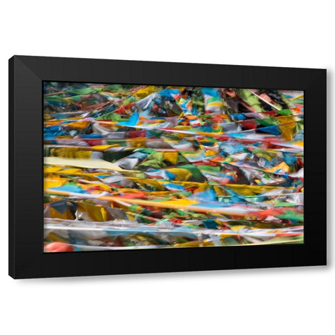 Prayer flags on Tibetan Plateau-Namtso-Lake Nam-Tibet-China Black Modern Wood Framed Art Print with Double Matting by Su, Keren