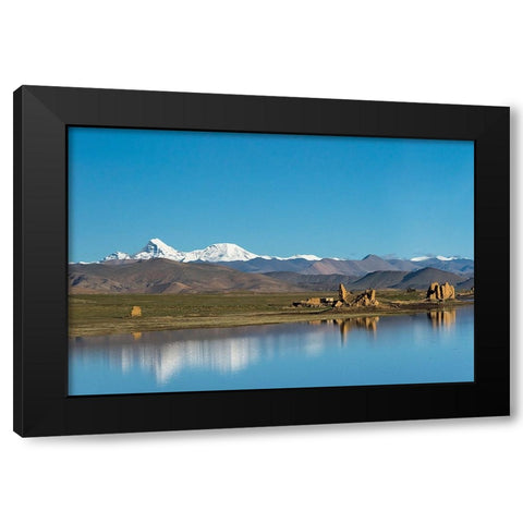 Ruins by a lake-Tibetan Plateau-Dhaulagiri-Shigatse Prefecture-Tibet-China Black Modern Wood Framed Art Print with Double Matting by Su, Keren