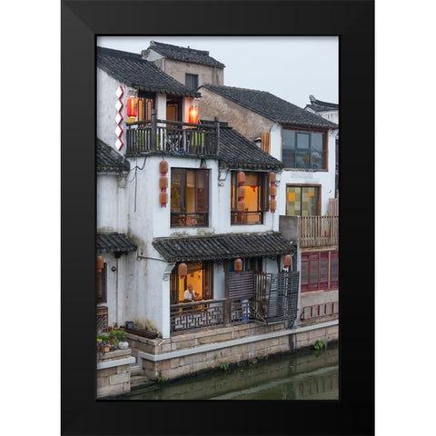 Traditional house along the Grand Canal-Wuxi-Jiangsu Province-China Black Modern Wood Framed Art Print by Su, Keren