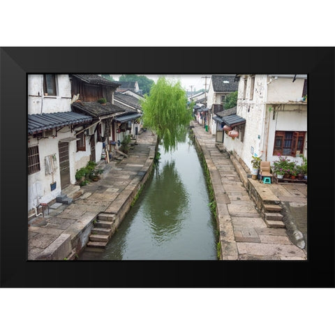 Old houses along the Grand Canal-Shaoxing-Zhejiang Province-China Black Modern Wood Framed Art Print by Su, Keren