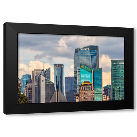 High rises in Pudong-Shanghai-China Black Modern Wood Framed Art Print with Double Matting by Su, Keren