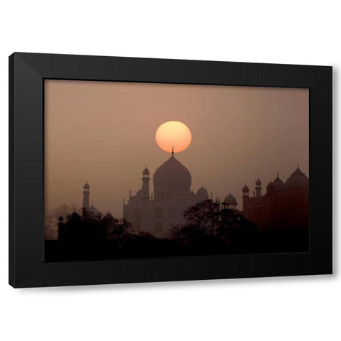 India, Uttar Pradesh, Agra Sunset over Taj Mahal Black Modern Wood Framed Art Print with Double Matting by Zuckerman, Jim