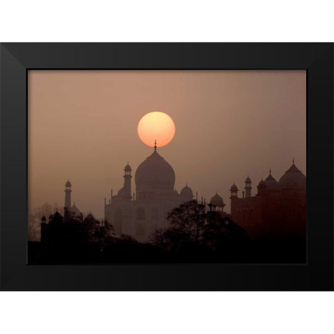 India, Uttar Pradesh, Agra Sunset over Taj Mahal Black Modern Wood Framed Art Print by Zuckerman, Jim