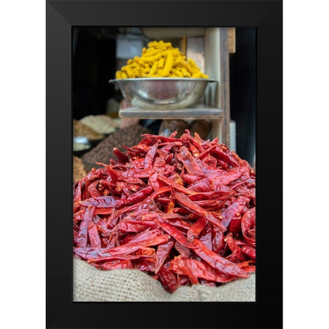 India-Delhi-Old Delhi Old Delhi street market Black Modern Wood Framed Art Print by Hopkins, Cindy Miller