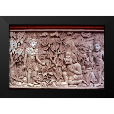 Indonesia, Bali Temple stone carvings Black Modern Wood Framed Art Print by Satushek, Steve